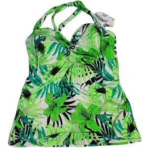 Swimsuits for All S4A Swim Sexy Floral Palm Tropical Halter Tankini Plus 18 NEW
